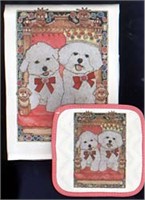 Bichon Frise Dish Towel & Potholder