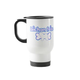 Pink & Blue Bichon Frise Travel Mug